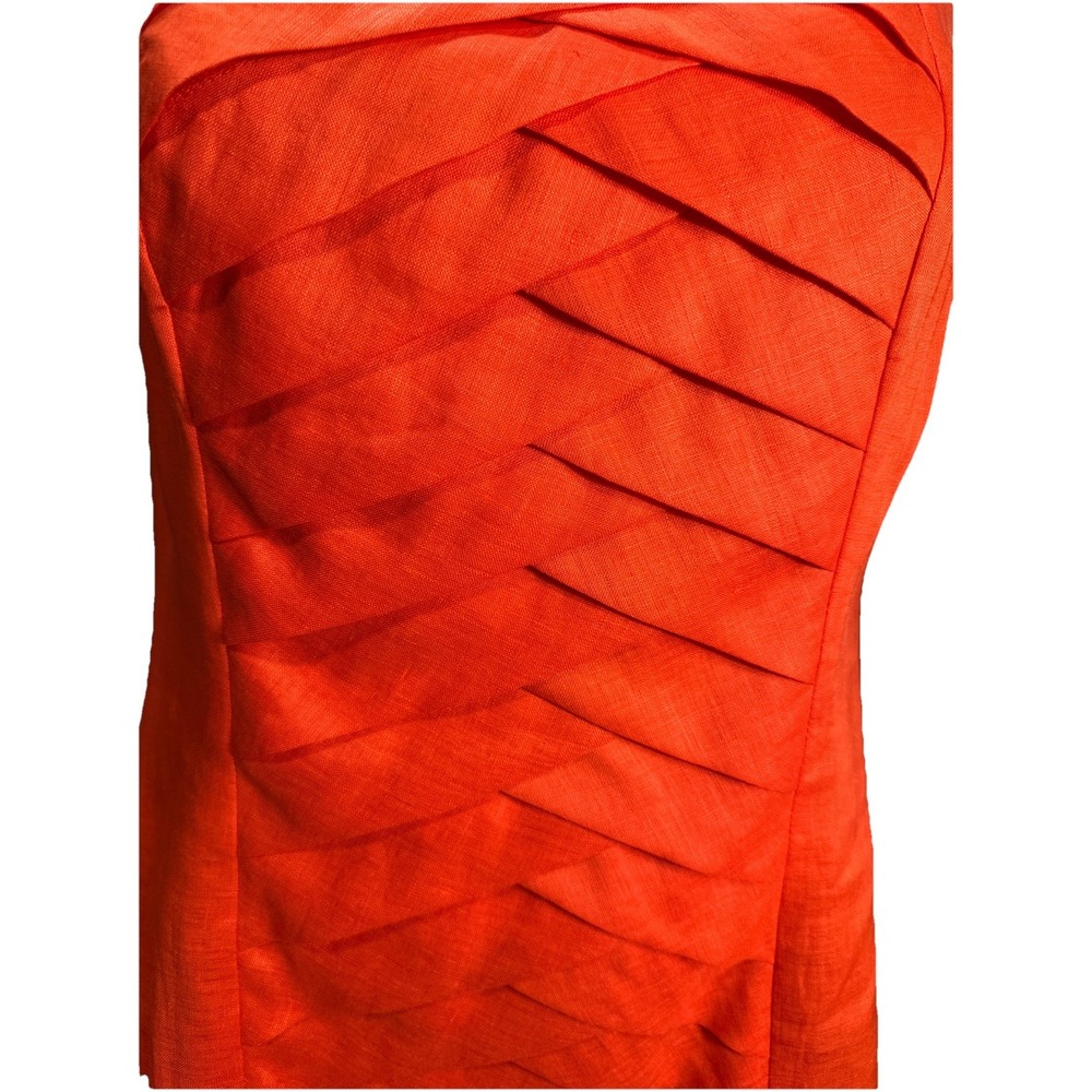 Jones New York Size 10 Scalloped Front Linen Sheath Dress Knee Length Orange - Picture 3 of 6
